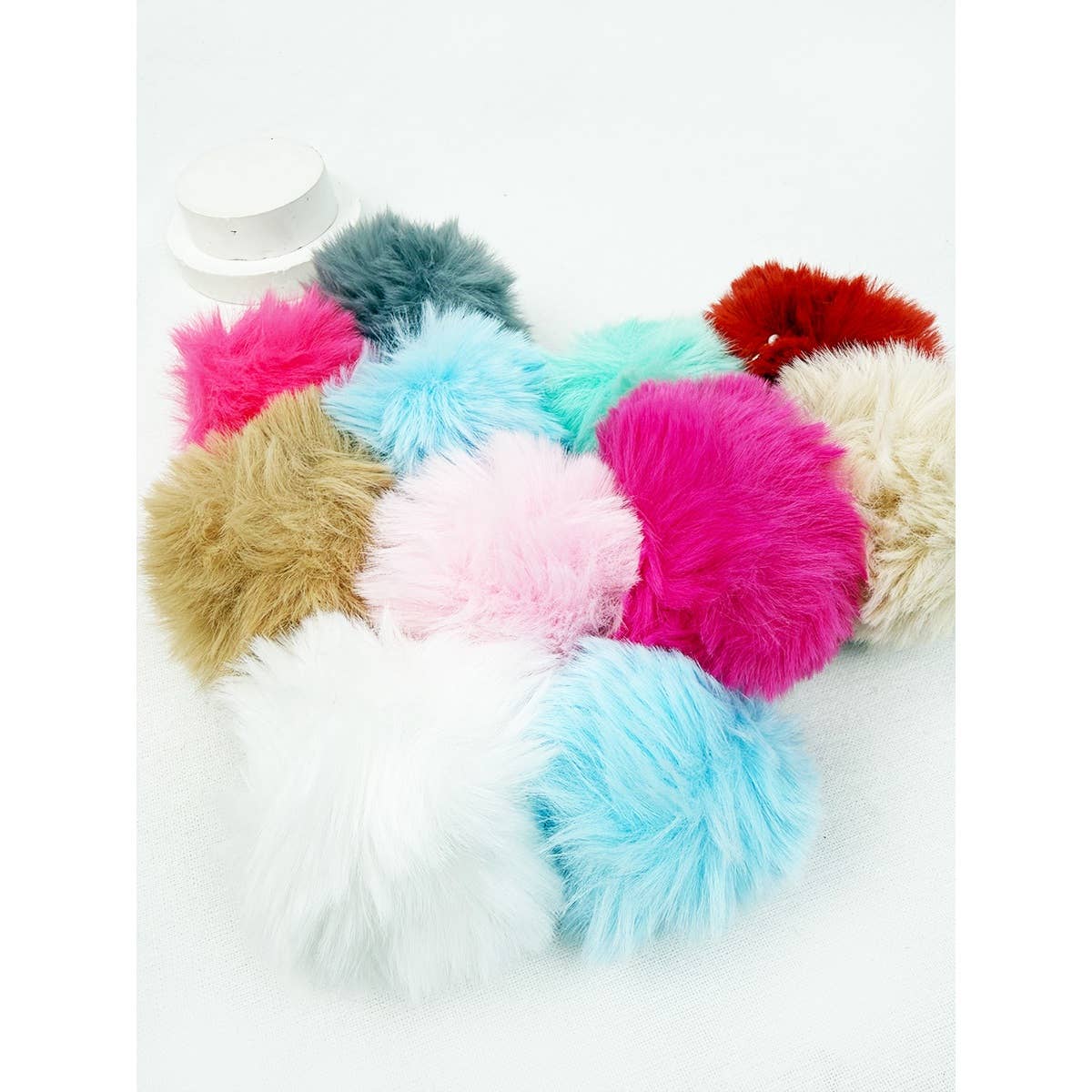 Bright Tone Faux Fur Pom Pom Keychain