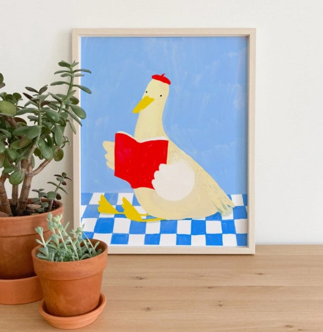 Reading Duck Art Print