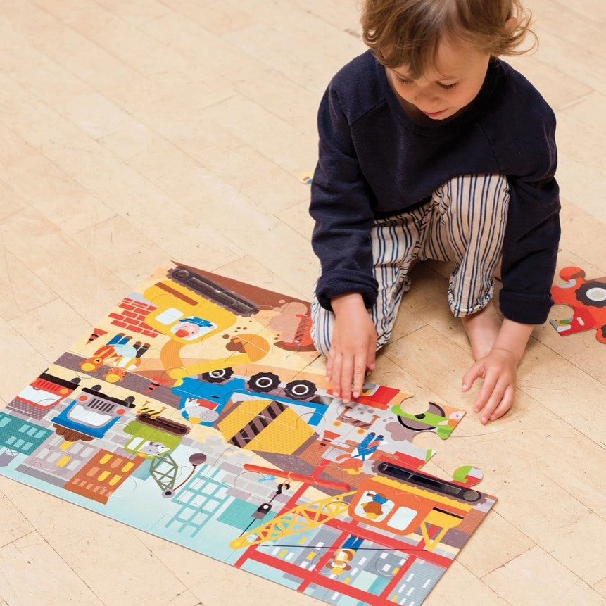 Petit Collage 24 Piece Floor Puzzle: Construction Site