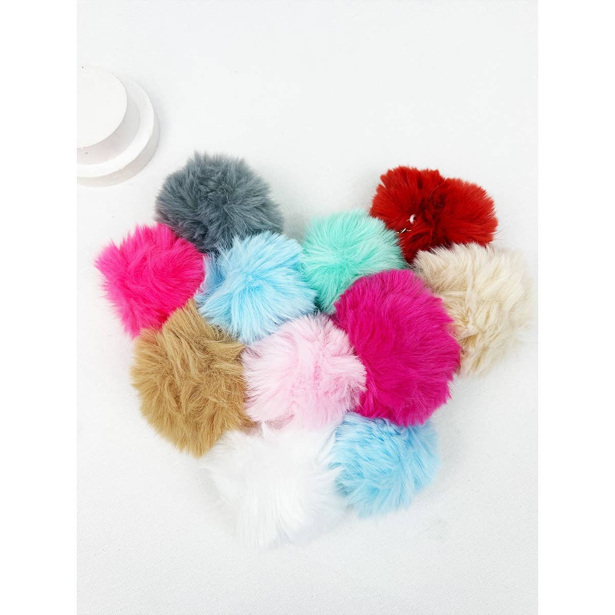 Bright Tone Faux Fur Pom Pom Keychain