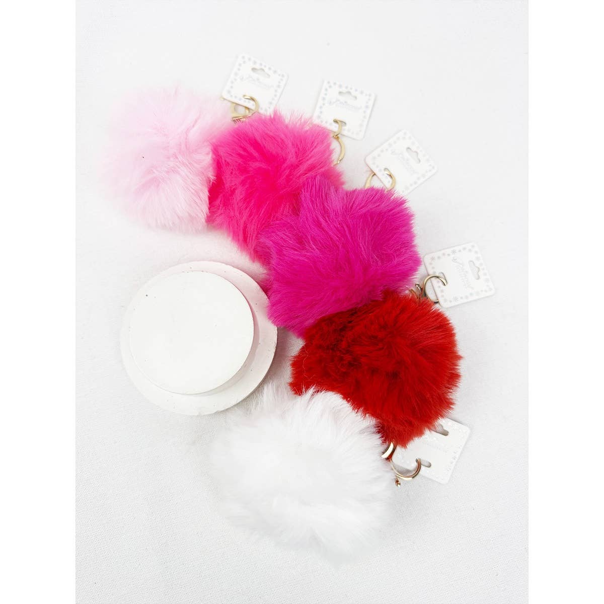 Bright Tone Faux Fur Pom Pom Keychain