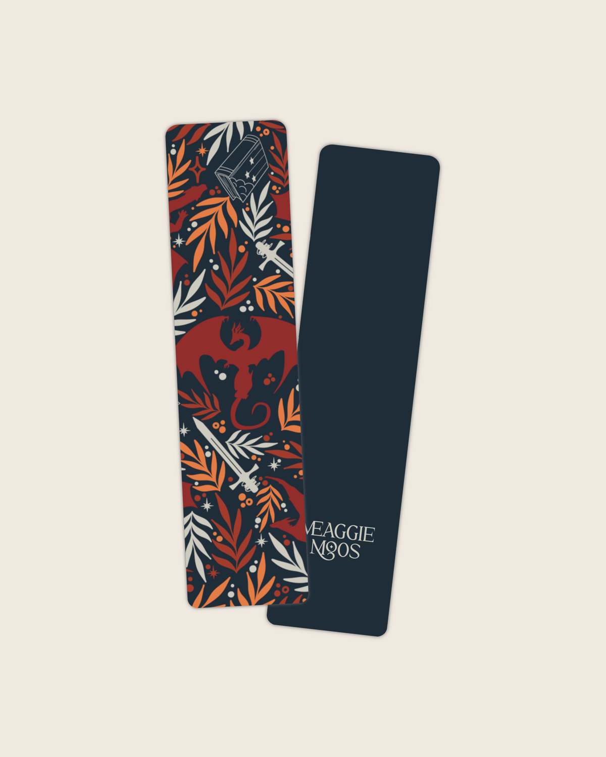 Navy and Orange Book Dragon Bookmark
