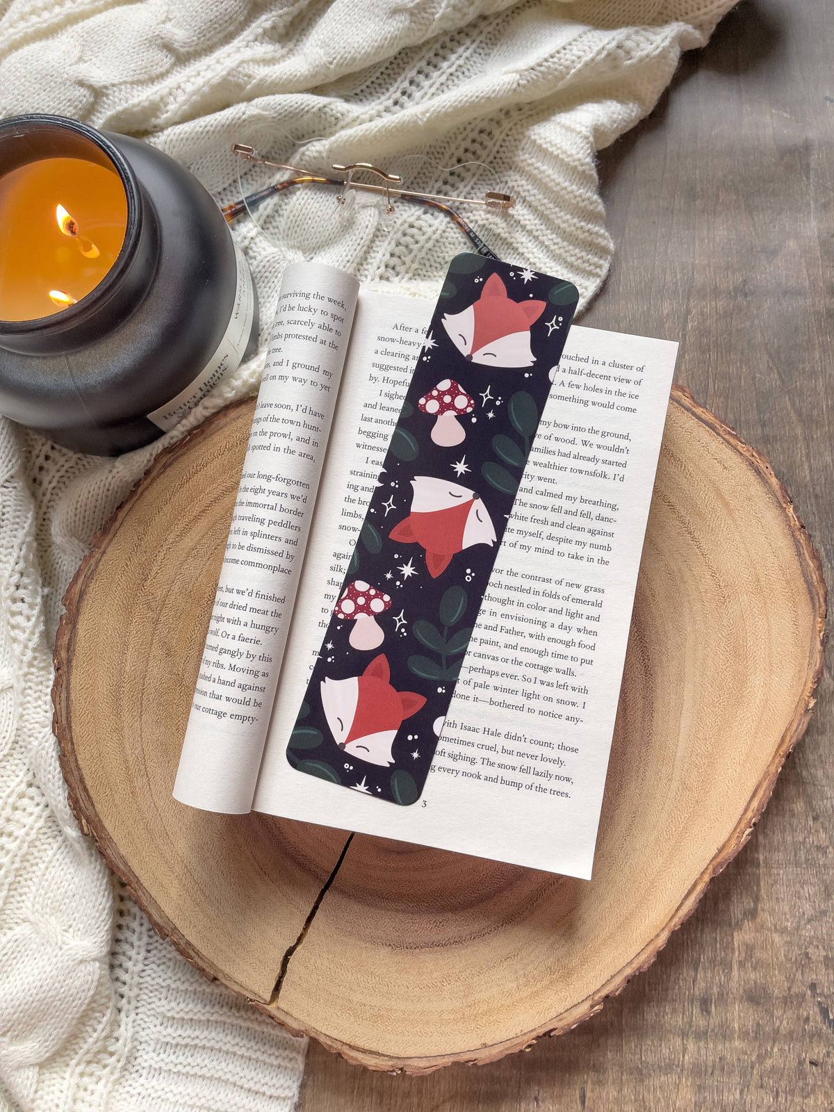 Fox Friends Burgundy Bookmark