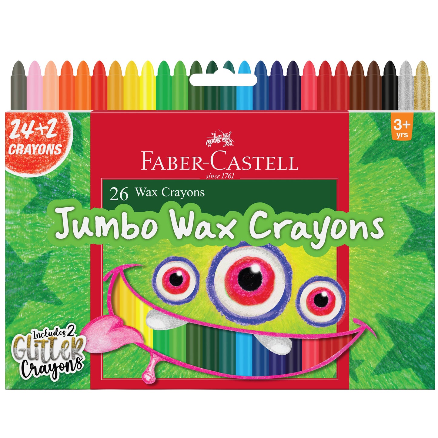 24 Ct Jumbo Wax Crayons + 2 Glitter Crayons