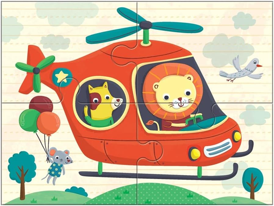 Mudpuppy 4 in a Box Puzzle Set: Transportation