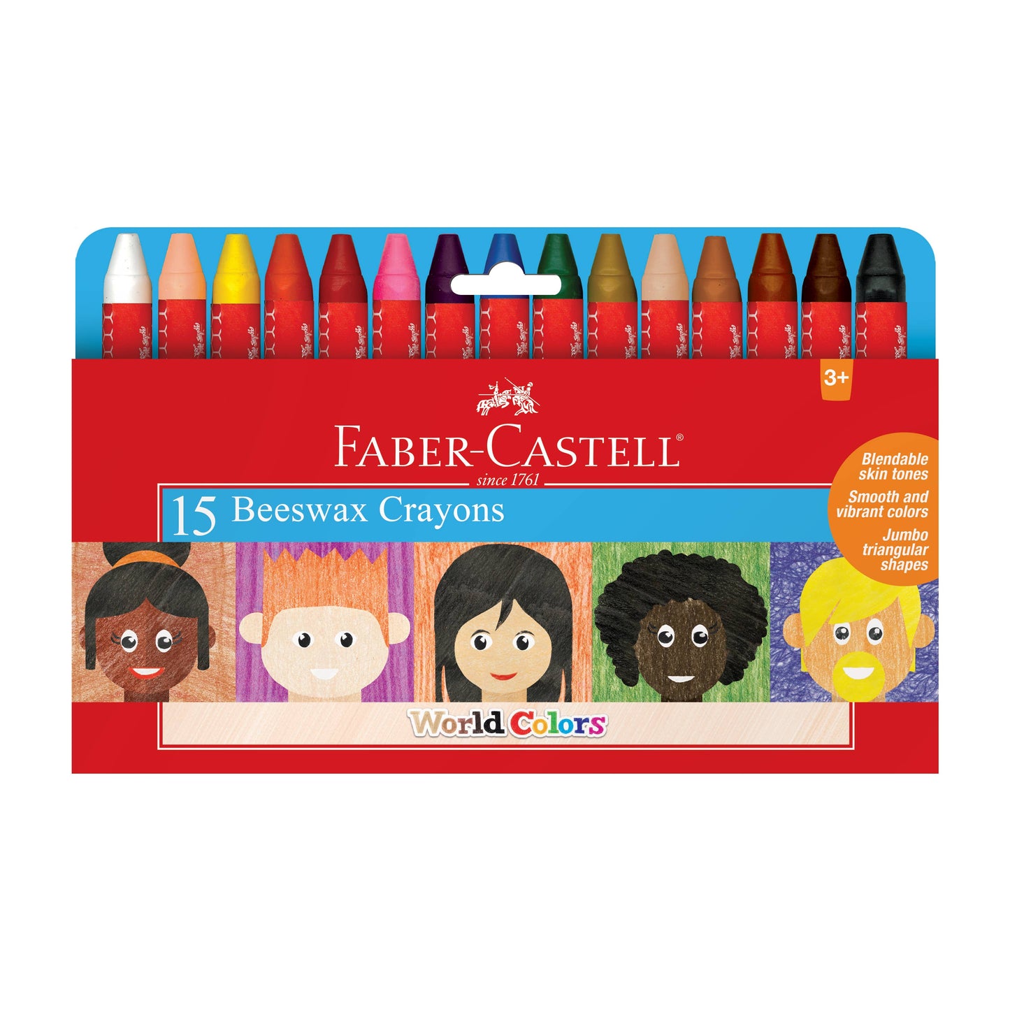 World Colors - 15 Beeswax Crayons with Skin Tones