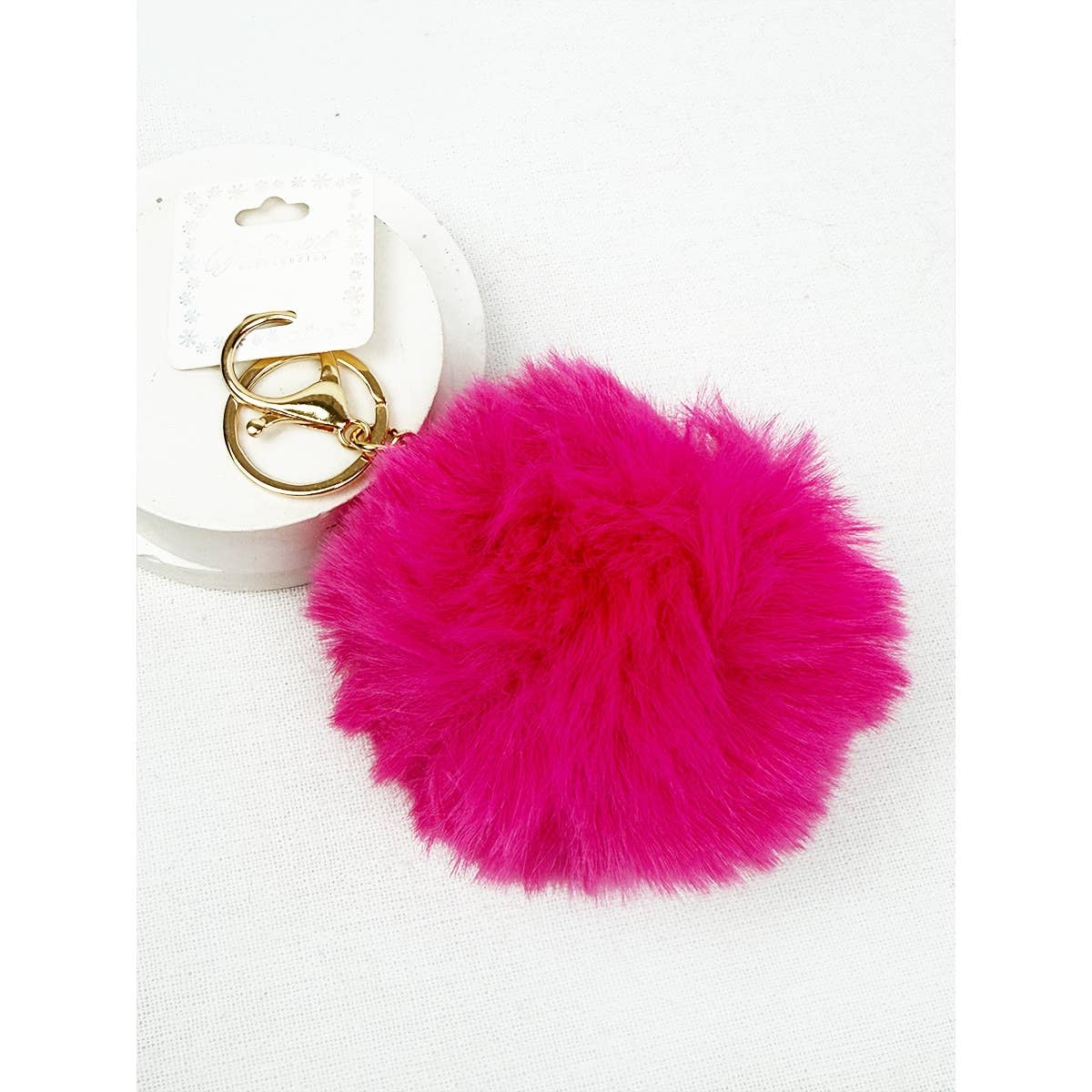 Bright Tone Faux Fur Pom Pom Keychain