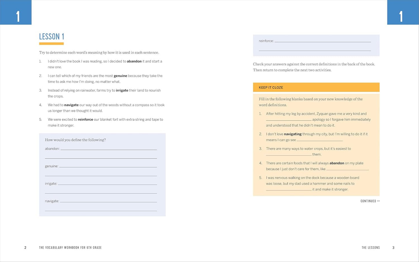 Vocabulary Workbook for 6th Grade