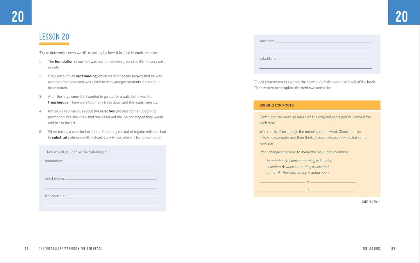 Vocabulary Workbook for 6th Grade
