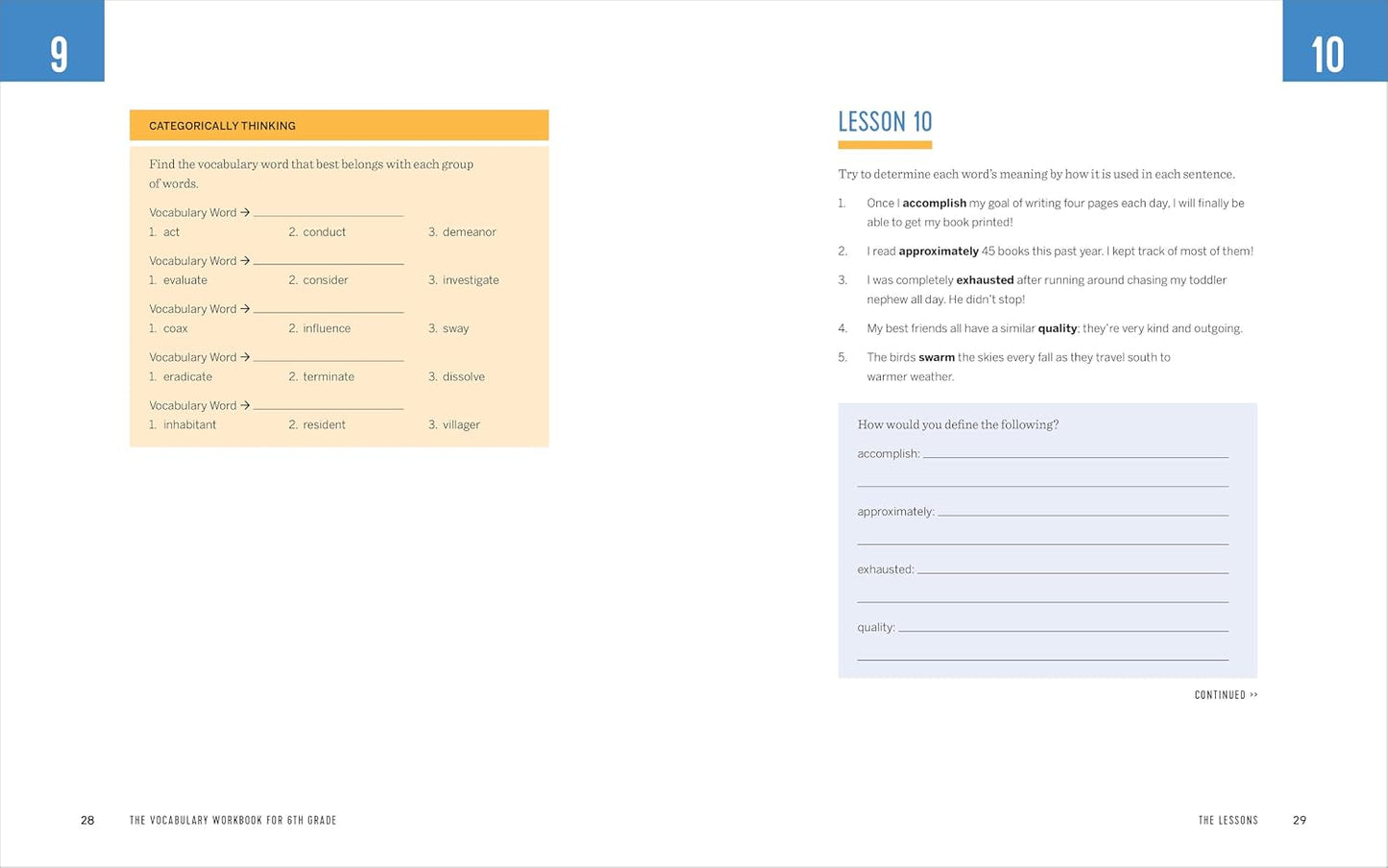 Vocabulary Workbook for 6th Grade