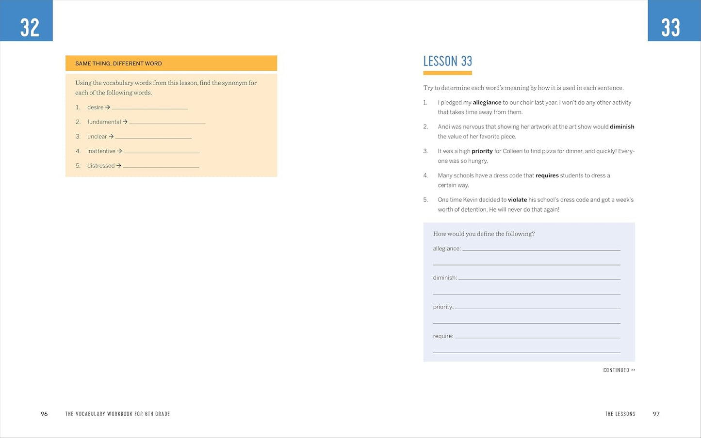 Vocabulary Workbook for 6th Grade