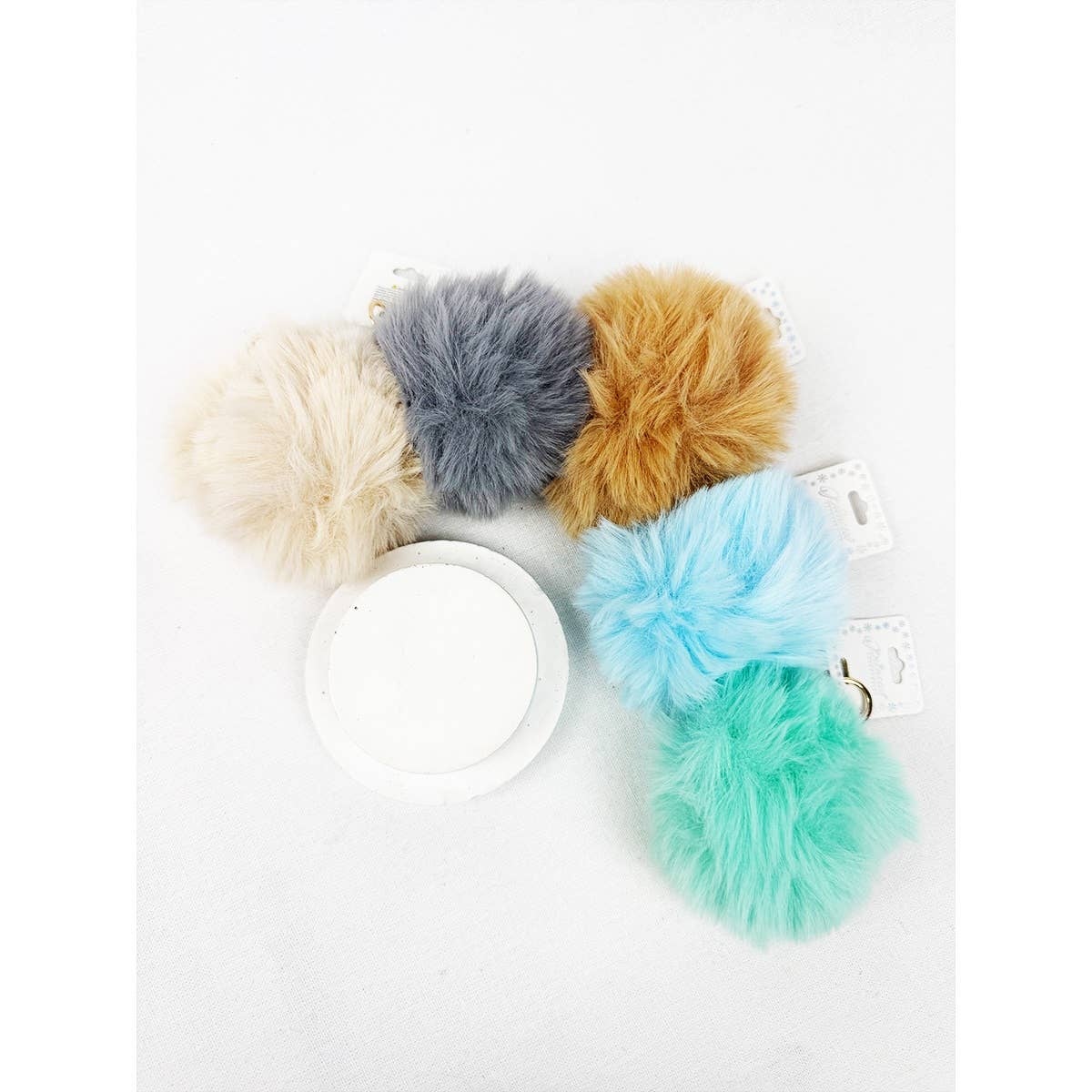 Bright Tone Faux Fur Pom Pom Keychain