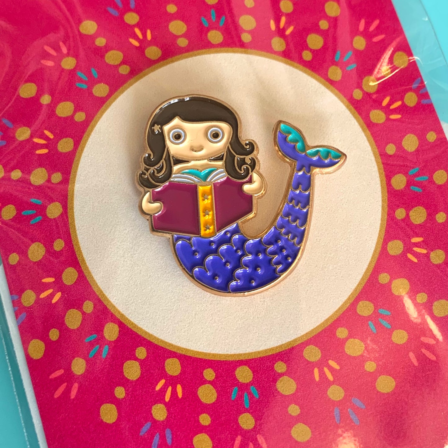 Reading Mermaid Enamel Pin