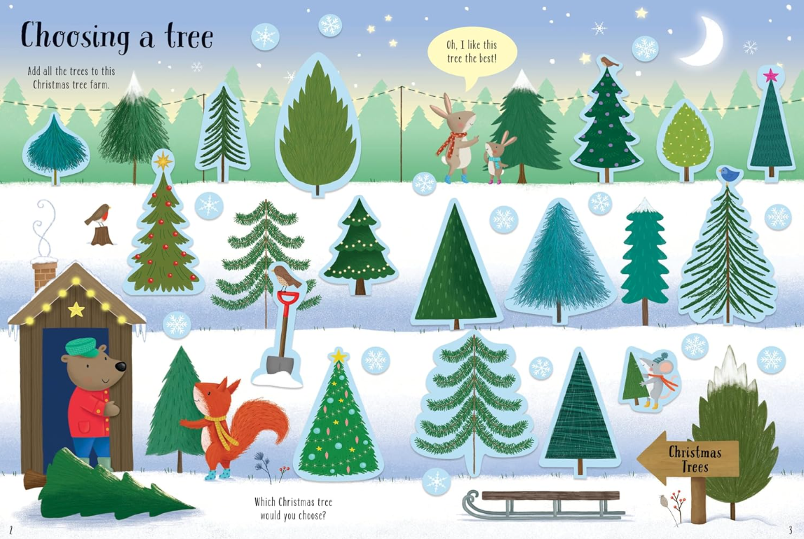 Usborne Sparkly Christmas Trees Sticker Book
