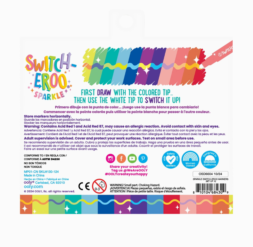 OOLY Switch-Eroo Sparkle Glittery Color Changing Markers