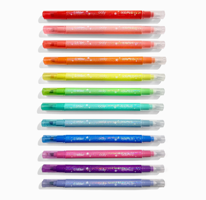OOLY Switch-Eroo Sparkle Glittery Color Changing Markers