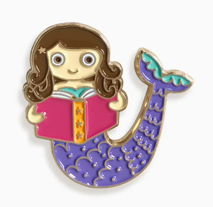 Reading Mermaid Enamel Pin