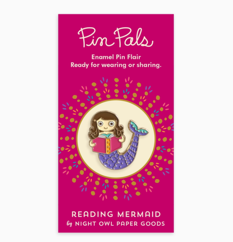 Reading Mermaid Enamel Pin