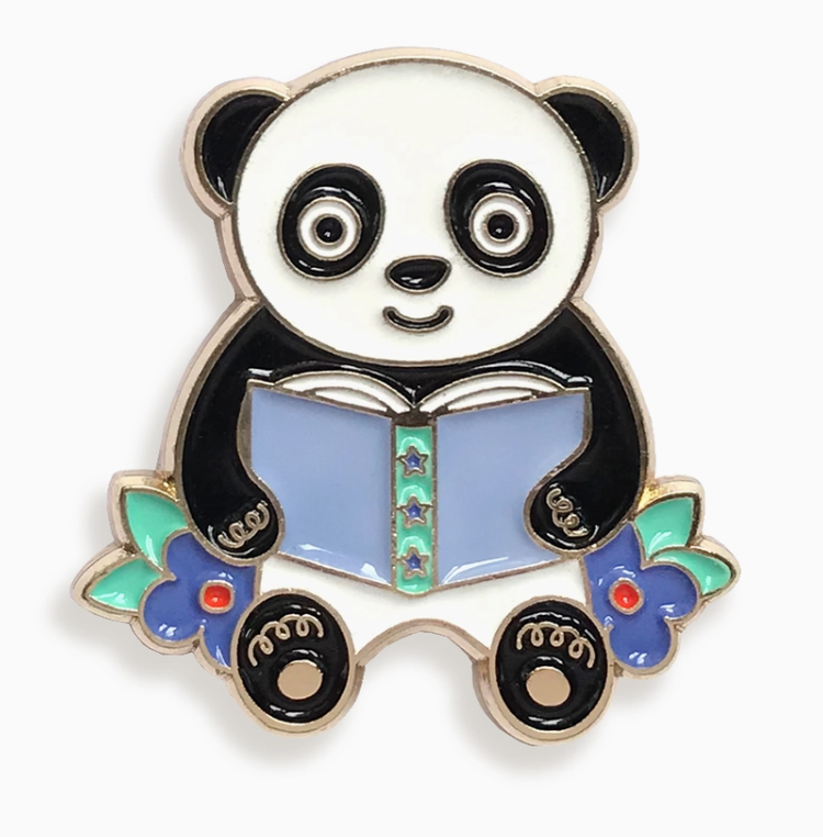 Reading Panda Enamel Pin