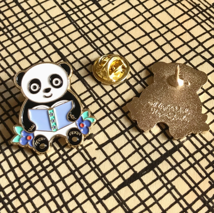 Reading Panda Enamel Pin