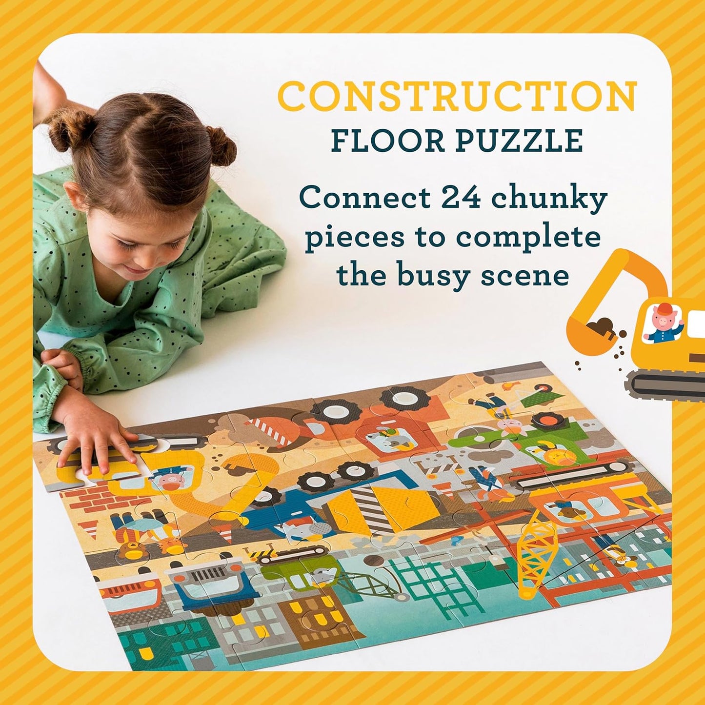 Petit Collage 24 Piece Floor Puzzle: Construction Site