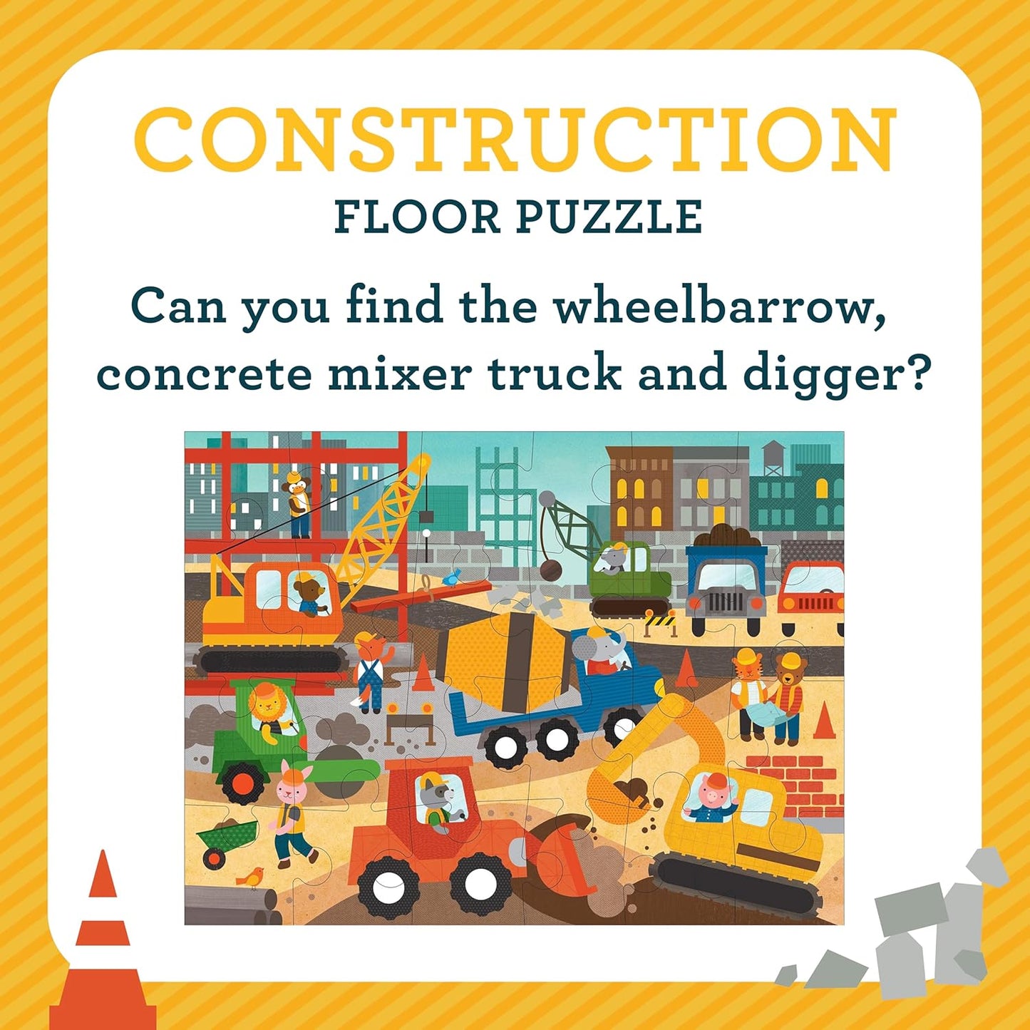 Petit Collage 24 Piece Floor Puzzle: Construction Site