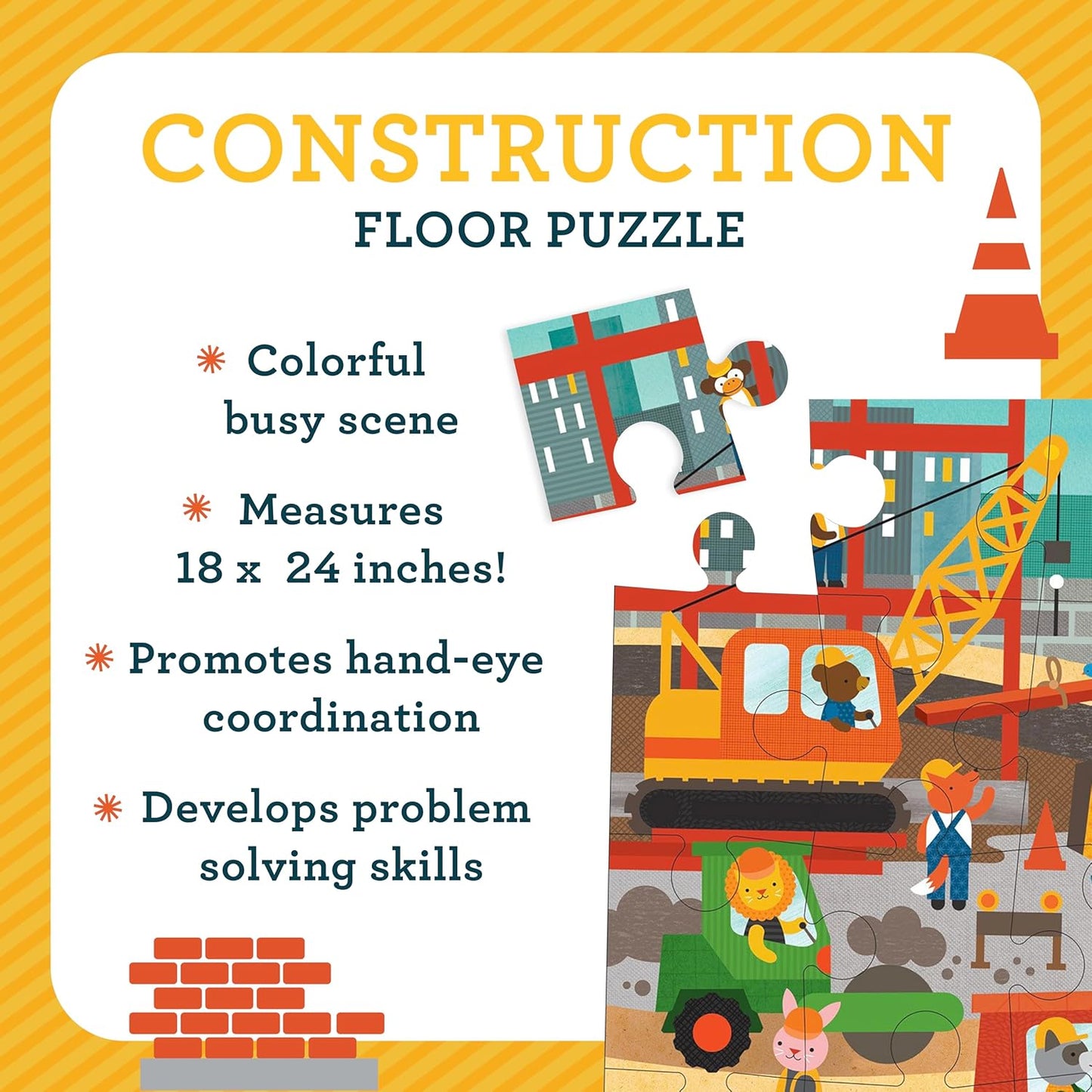 Petit Collage 24 Piece Floor Puzzle: Construction Site