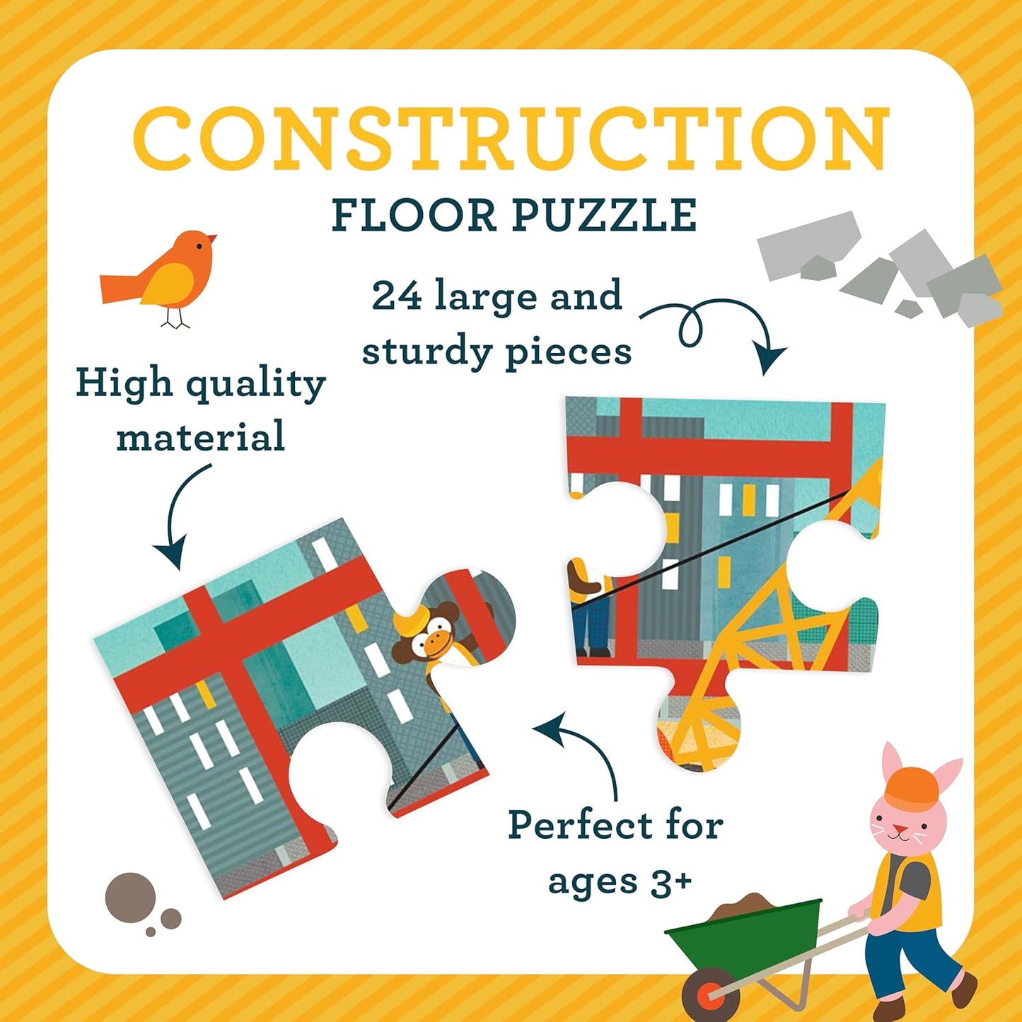 Petit Collage 24 Piece Floor Puzzle: Construction Site