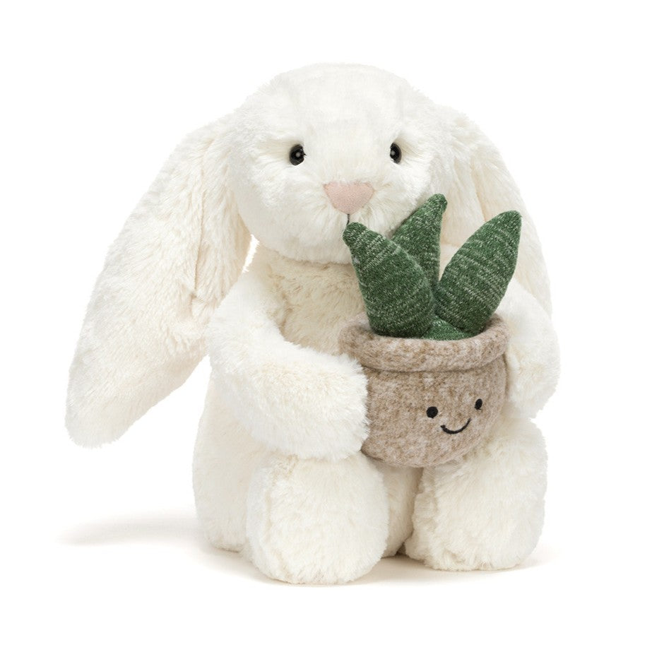 Cream Bunny With Plant
