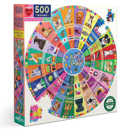 500 Piece Round Puzzle - Dogs of the World
