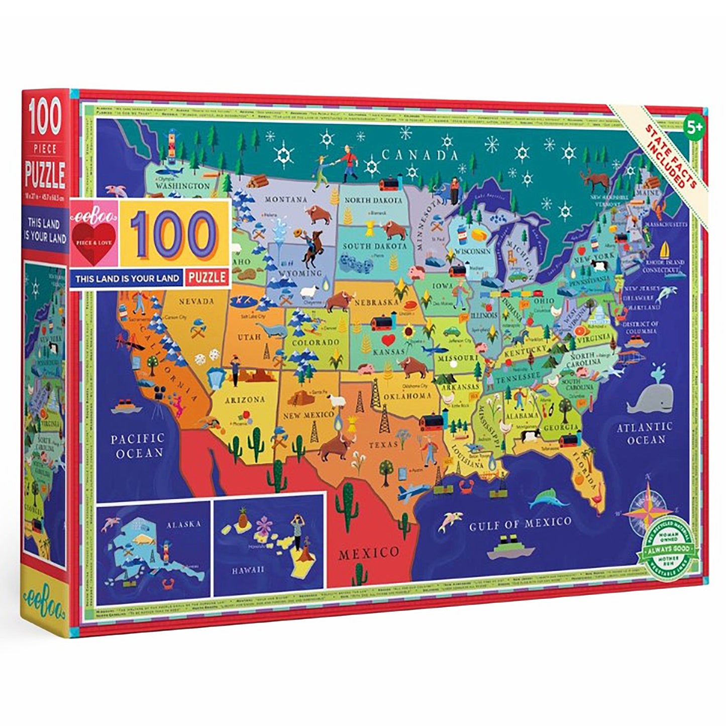 Eeboo 100 Piece Puzzle - This Land is Your Land