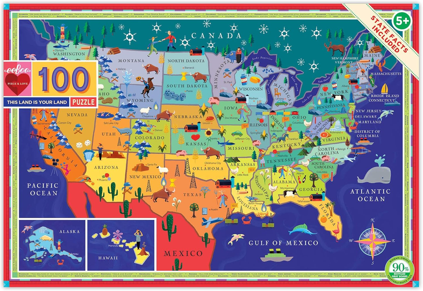 Eeboo 100 Piece Puzzle - This Land is Your Land