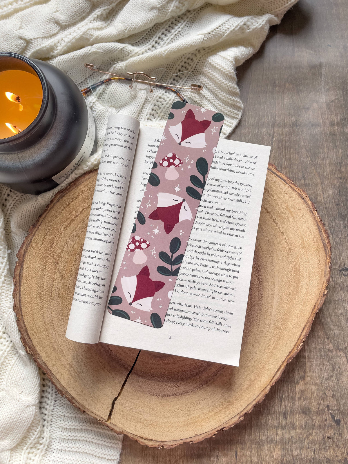 Fox Friends Burgundy Bookmark