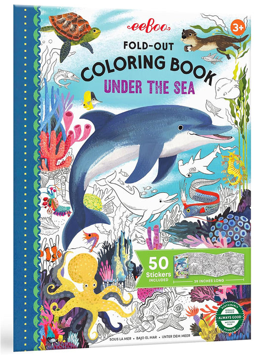 Fold-Out Under the Sea Coloring Book with Stickers
