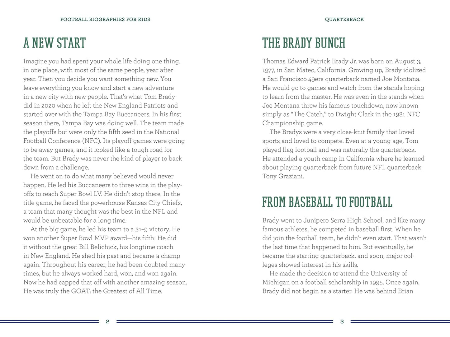 Football Biographies for Kids: The Greatest NFL Players from the 1960s to Today