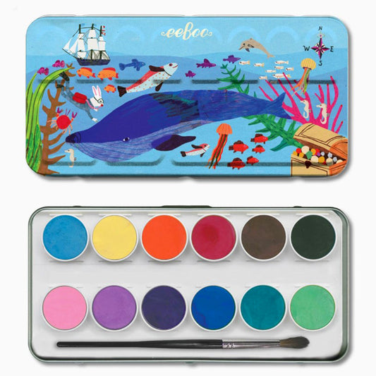 Eeboo In the Sea 12 Watercolors Tin