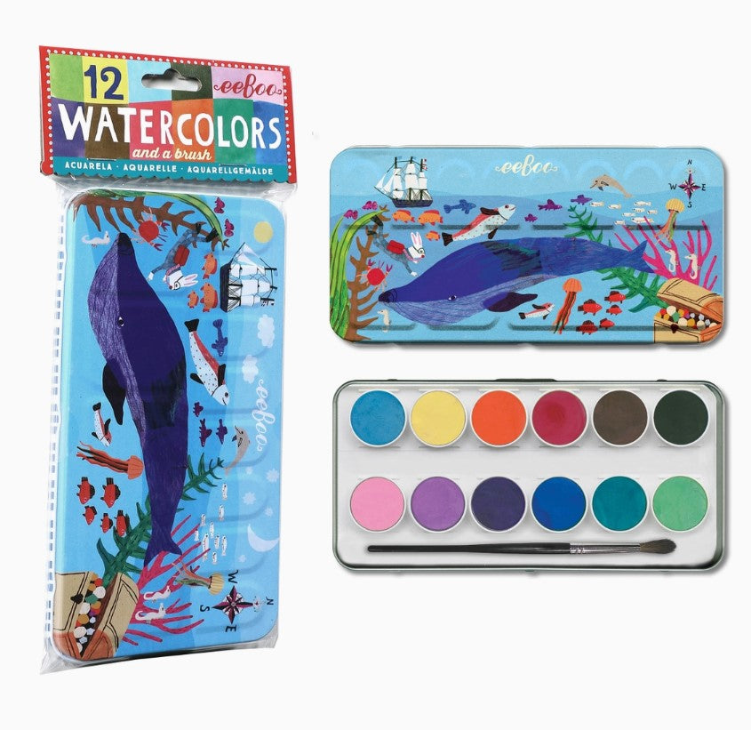 Eeboo In the Sea 12 Watercolors Tin