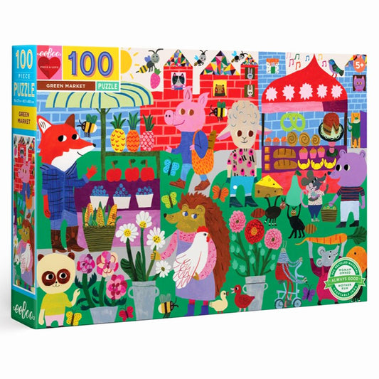 Eeboo Green Market 100 Piece Puzzle