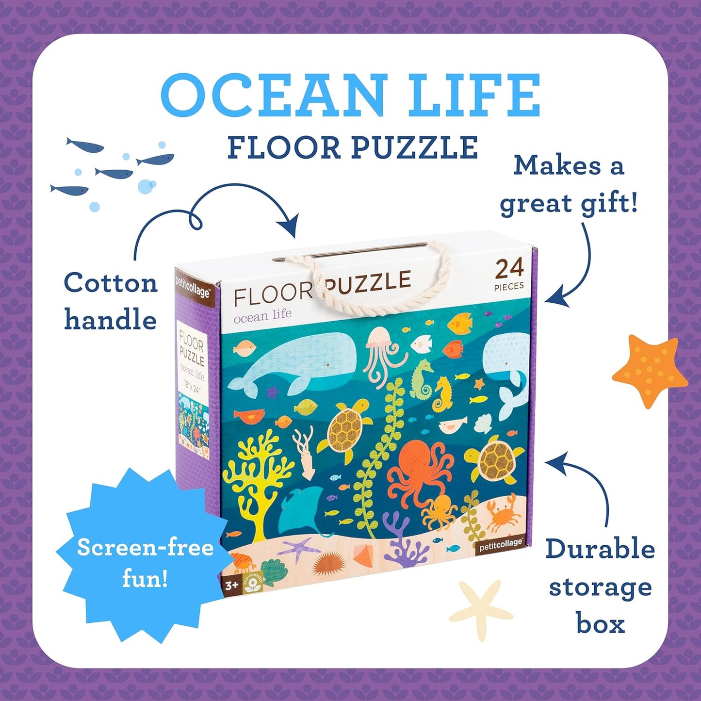 Petit Collage 24 Piece Floor Puzzle: Ocean Life