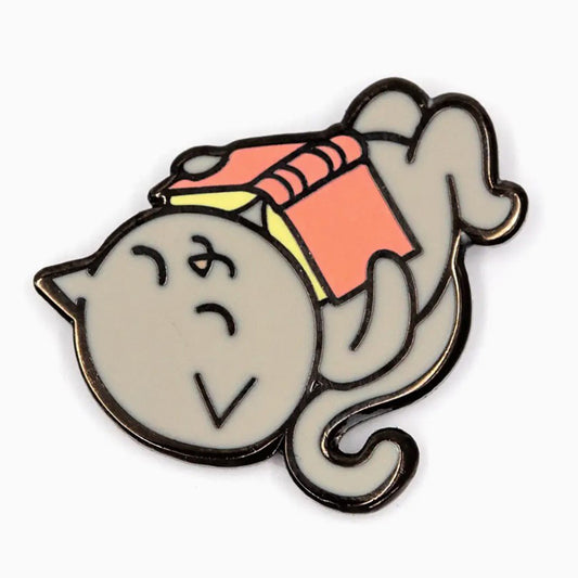 Reading Cat Enamel Pin