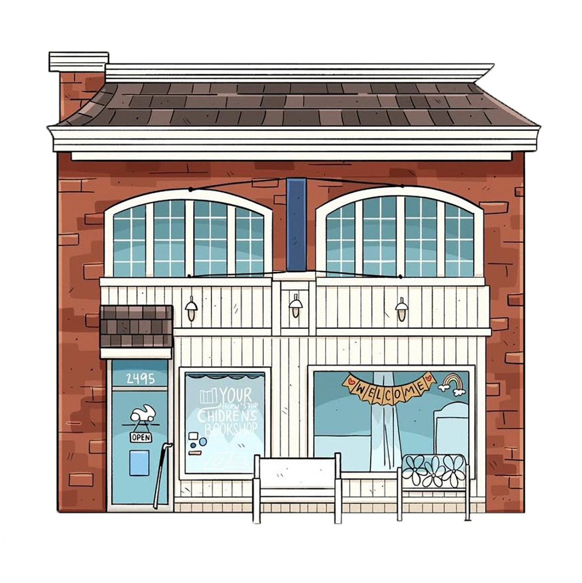 Rolling Rabbit Storefront Vinyl Sticker