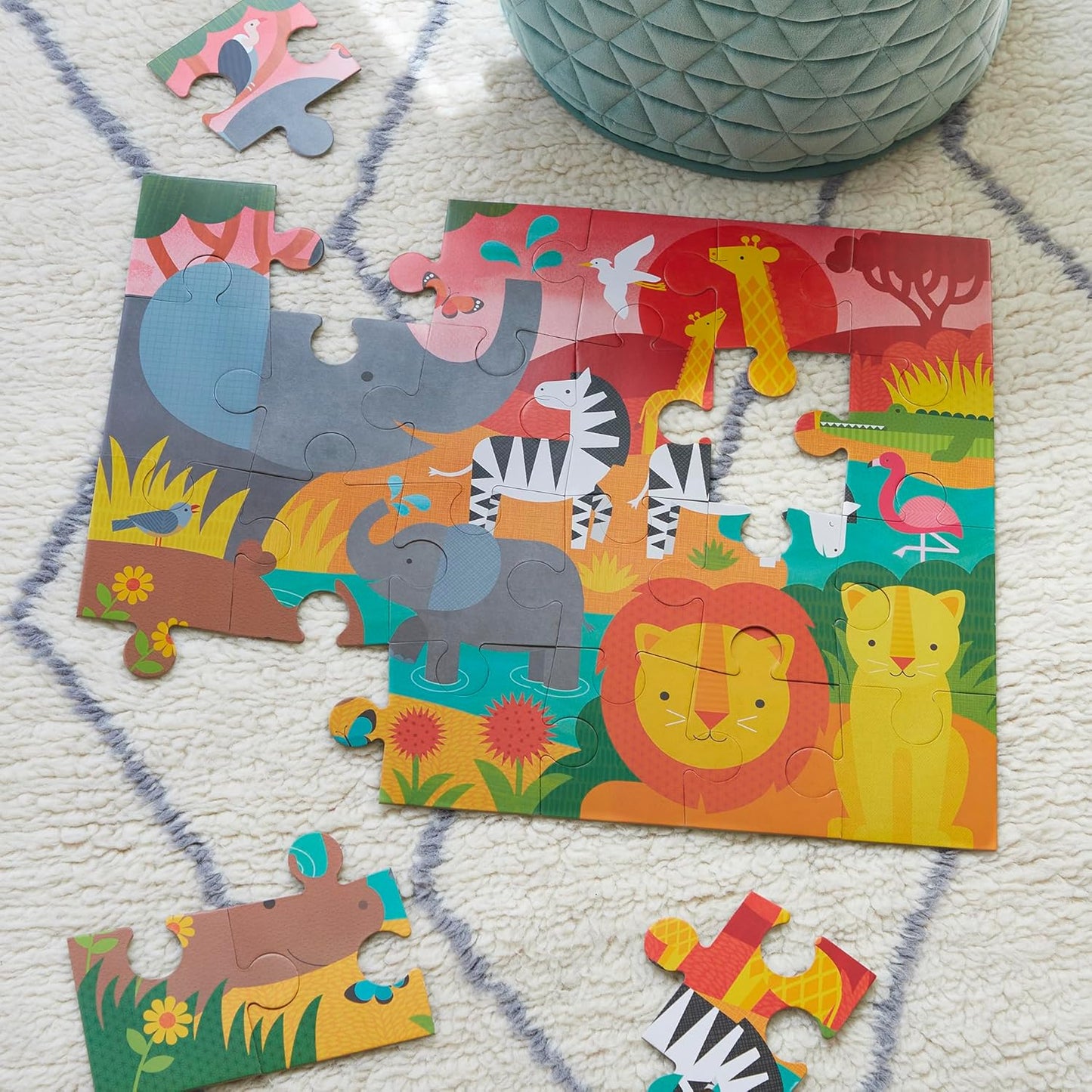 Petit Collage 24 Piece Floor Puzzle: Safari