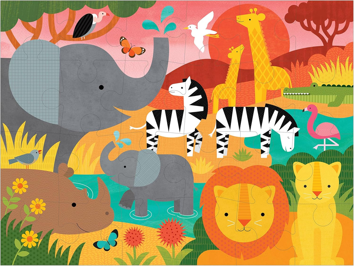 Petit Collage 24 Piece Floor Puzzle: Safari