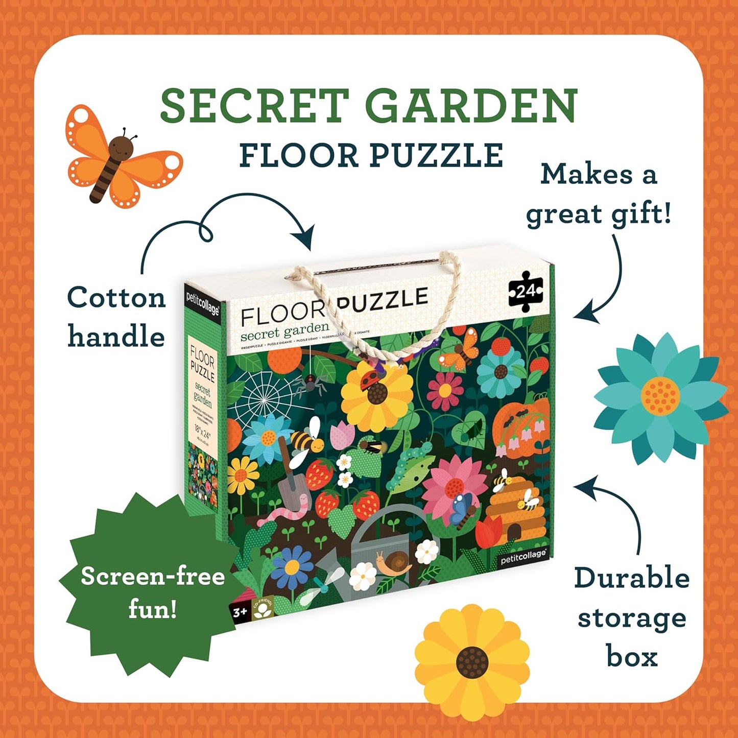Petit Collage 24 Piece Floor Puzzle: Secret Garden
