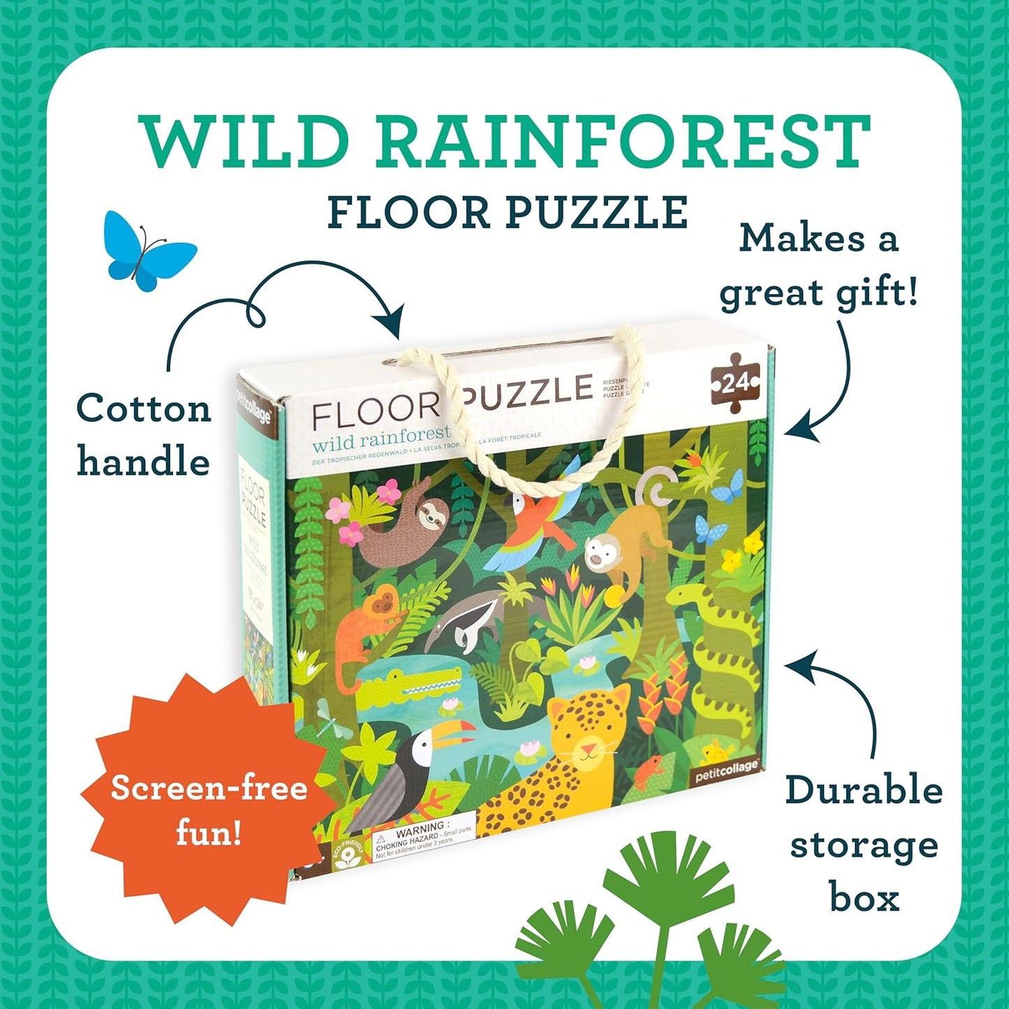 Petit Collage 24 Piece Floor Puzzle: Wild Rainforest